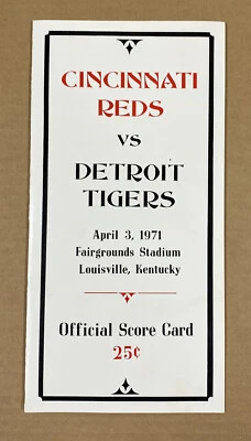 Vintage 1971 Detroit Tigers/Cincinnati Reds Benefit Game Program W/Ticket Stub - Image 1 of 4