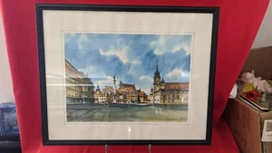 Watercolour in Frame Poland Andrzej Wasilewski . - Picture 1 of 7