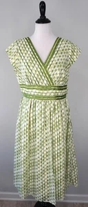 COLDWATER CREEK Green White Polka Dot V-Neck Faux Wrap Cap Sleeve Dress Size 16 - Picture 1 of 4