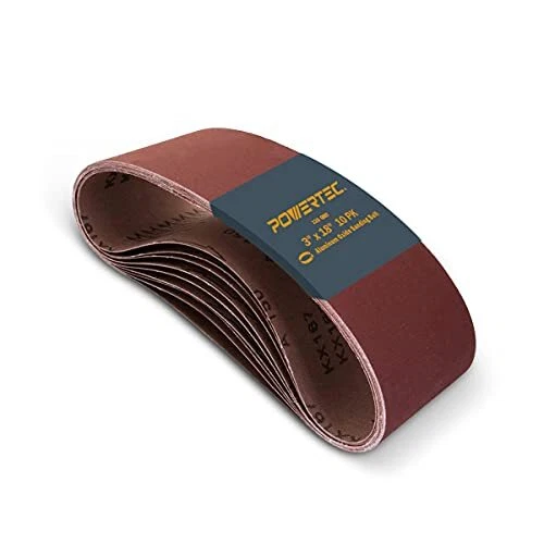 Powertec 3x18 in 120 Grit Aluminum Oxide Sanding Sandpaper Belt 10 Sander Belts