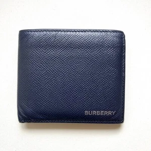 Burberry Authentic Leather Bifold wallet in navy - Picture 1 of 9