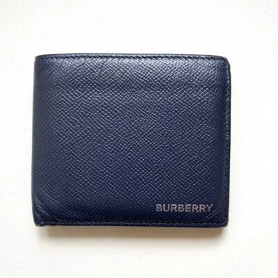Burberry Authentic Leather Bifold wallet in navy - Image 1 of 4