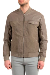 Hugo Boss Men's "Luntis" Gray Suede Leather Bomber Jacket US M IT 50 - Picture 1 of 6