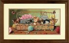 Diy Needlepoint Cross Stitch "Kittens In A Basket". Embroidery Kit. Unprinted