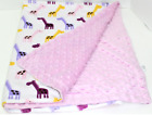 Hudson Baby Colorful Giraffe Pink Minky Dot Blanket Purple Pink Yellow 30" x 40"
