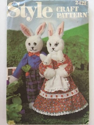 Style 2421 Vintage 1970s Rabbit Family Toy Sewing Pattern - Image 1 of 2