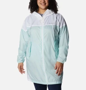 NWT! Columbia Women's Flash Challenger Long Windbreaker Jacket 2X White Key West - Picture 1 of 8
