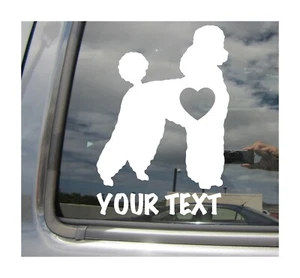 Poodle Dog Heart Love - Custom Name Text Car Bumper Vinyl Decal Sticker 01126 - Picture 1 of 2
