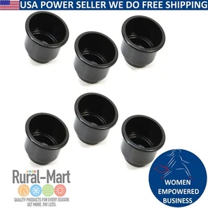 6pk Boat RV Cup Holders Black with drain hole 3-5/8" Car Truck Insert - Picture 1 of 3