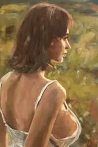 WILLIAM OXER ORIGINAL "Evening Star" Woman beautiful girl lady oil PAINTING - Picture 1 of 1