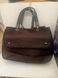 Bali Balo Paris ( New ) Large Travel Tote Brown Nylon Black Trims  - Picture 1 of 8