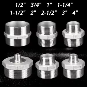 Edelstahl Gewinde Fitting Doppelnippel AG Reduzierstück mit Außengewinde 1/2"-4" - Picture 1 of 28