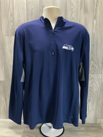 Seattle Seahawks NFL Team Apparel Men's Navy Blue 1/4 Zip Pullover Jacket Sz XL Cover