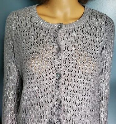 GYMBOREE MUJER XL 100% ALGODÓN SUÉTER CÁRDIGAN GRIS Y PLATEADO MANGA LARGA  Foto 1 de 4
