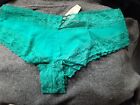 NWT Victorias Secret Vintage Cheeky Panties MED Green Lace VS Heart Soft RARE 