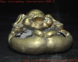 4.2"old China brass Feng Shui wealth animal pig Pen wash Ashtray statue - Picture 1 of 8