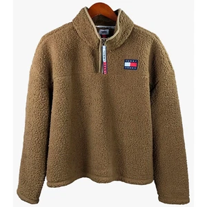 Tommy Jeans sherpa pullover pelliccia sintetica cappotto capospalla donna lontra taglia XL - Foto 1 di 11