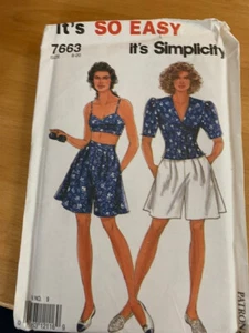 VINTAGE SIMPLICITY SO EASY #7663 WOMEN'S SUMMER-SHORTS-BRA TOP- BLOUSE 8-20 - Picture 1 of 7