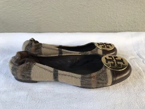 Ballerine TORY BURCH donna US 9M REVA WINTER ballerine a righe lana pelle punta a cappuccio B - Foto 1 di 9