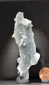 CHALCEDONY STALACTITE FORMATION WITH Druzy Quartz crystals Stibnite ,India - Picture 1 of 12