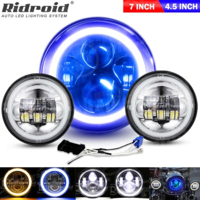 Светодиодная фара для Harley Electra Glide Ultra Classic 7 дюймов + проходные фары 4,5 дюйма - Изображение 1 из 4