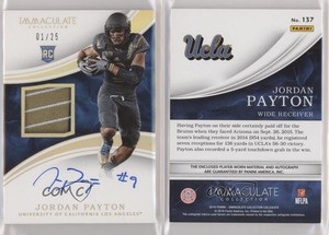 2016 Immaculate Collegiate Gold /25 Jordan Payton #137 RPA Rookie Patch Auto RC
