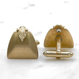 Swank Brushed Gold Matte Look w/ Top Accent Mens Bullet Back Elegant Cufflinks - Picture 1 of 7