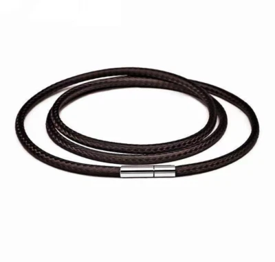 Colar de corrente de couro corda vermelha preta 1,0 mm fecho de aço inoxidável 16-28" - Imagem 1 de 4