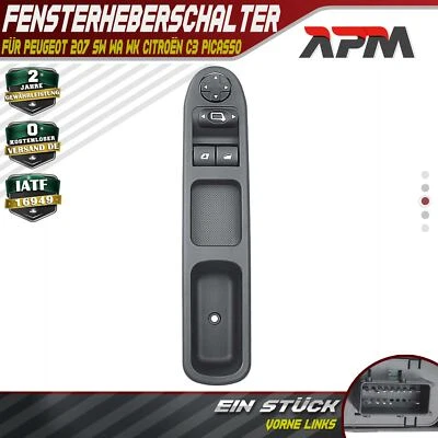 Fensterheberschalter Vorne Links für Peugeot 207 SW WA WK Citroën C3 Picasso - Bild 1 von 4