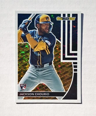 2024 Topps Update Jackson Chourio RC SP Black Gold BG-25 Brewers Rookie Parallel - Image 1 of 2