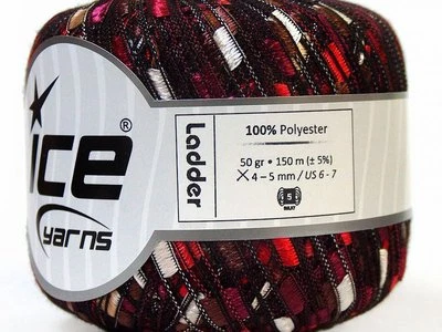 Hilo de escalera de tarta de bayas - Hilo de cinta de crema Ice Reds Wines Browns 50 g 164 yardas 34130 Foto 1 de 3