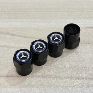 4X Logo Ventilkappen Schwarz Blau Reifen Ventil Kappen Satz Für Mercedes Benz DE - Bild 1 von 4