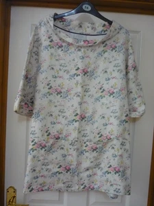 Laura Ashley floral linen tunic top with pockets size 16 - Picture 1 of 5