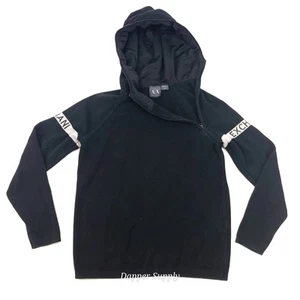 Armani Exchange XS Sweater Pullover 1/4 Zip Mock Neck Hoodie Black - Picture 1 of 12