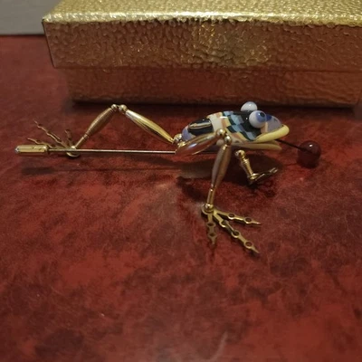 Prendedor/broche arte raro rana porcelana vintage joyería Cynthia Chuang Foto 1 de 4