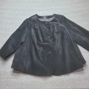 Lane Bryant Leather Jacket Womens 22/24 Plus Size Black Swing Button Front Lined - Picture 1 of 8