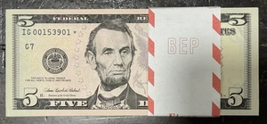 Federal Reserve $5 STAR 2006 CHICAGO (IG) PACK of 100 Consecutive Serial CH UNC - Picture 1 of 4