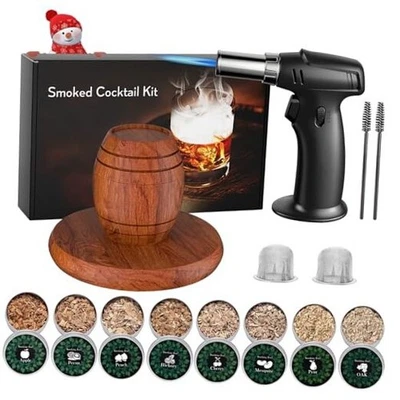 Kit de ahumador de cóctel con antorcha - 8 sabores astillas de madera - Kit de ahumador de whisky Foto 1 de 4
