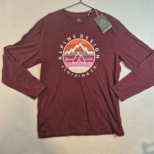 Camiseta Diseño Alpino Hombre Grande Profundo Burdeos Estampado Gráfico UPF 50 Manga Larga - Imagen 1 de 14
