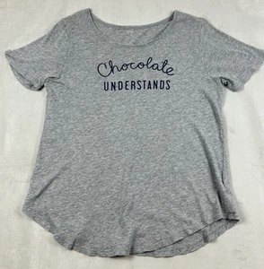 T-shirt donna Old Navy taglia L/G "Chocolate Understands" grigio - Foto 1 di 6