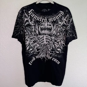 Affliction Haunted Mound Shirt Herren Large Jacko Skelett Kürbis Mais Halloween - Bild 1 von 10