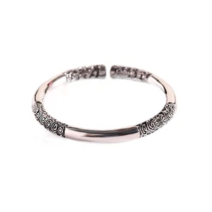 50g Pure 999 Silver Monkey King Staff Bangle Ruyi Jingu Bang Unisex Cuff - Picture 1 of 7