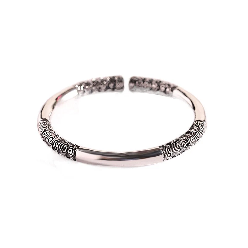 50g Pure 999 Silver Monkey King Staff Bangle Ruyi Jingu Bang Unisex Cuff - Image 1 of 4
