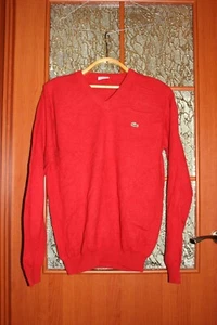 Vintage Lacoste Chemise wool Red Sweater Sweatshirt - size 4 - Picture 1 of 9
