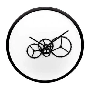 White Industrial Quartz Movement Wall Clock with Working Battery Operated Gears - Picture 1 of 3