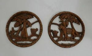Vintage Syroco Wood Mexican Themed Man & Woman Folk Art Plaques - Picture 1 of 12
