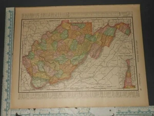 Original 1898 Rand McNally Map West Virginia/North Carolina - Picture 1 of 2