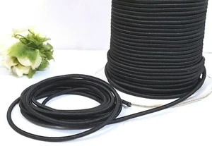 3 mm or 3.5 mm wide - 5 yds - 10 yds Black Thick Drawstring Elastic Cord ET10 - Picture 1 of 8