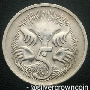 Australia 5 Cents 1971. KM#64. Spiny Anteater. Animals. 5P coin.  - Picture 1 of 7
