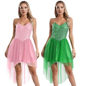 Womens Halloween Bodycon Dress Party Dancewear V Neck Costume A-line Fairy Elf - Picture 1 of 33